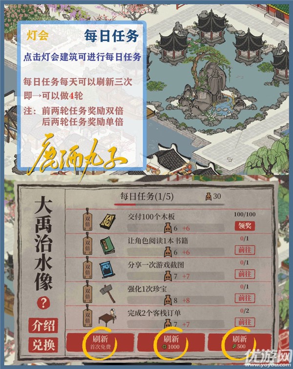 江南百景图大禹治水像怎么领取 下元灯会活动攻略
