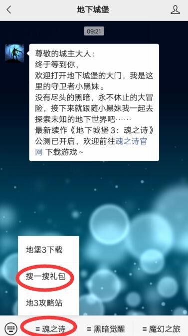 地下城堡3魂之诗微信专属礼包怎么领取 微信专属礼包领取方法